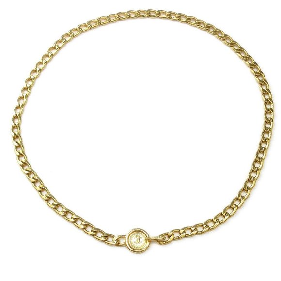 Authenticity Guarantee CHANEL CC Logos Medallion Charm Gold Chain Belt Accessori - Picture 1 of 6